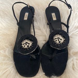 PRADA black satin sandals